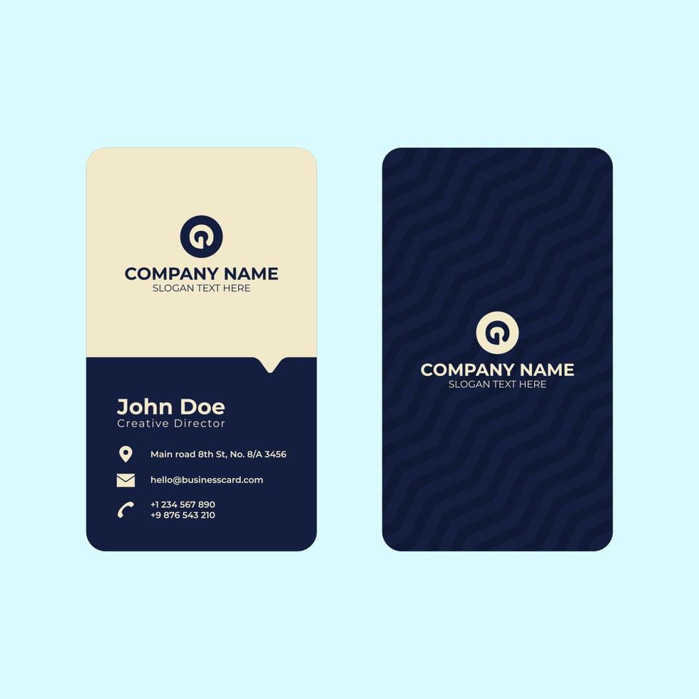 Vertical design business card print template. Clean minimal professional vector stationery illustration.