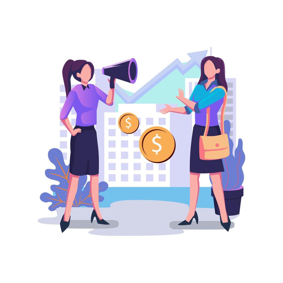 Up selling sales technique flat style illustration design vector