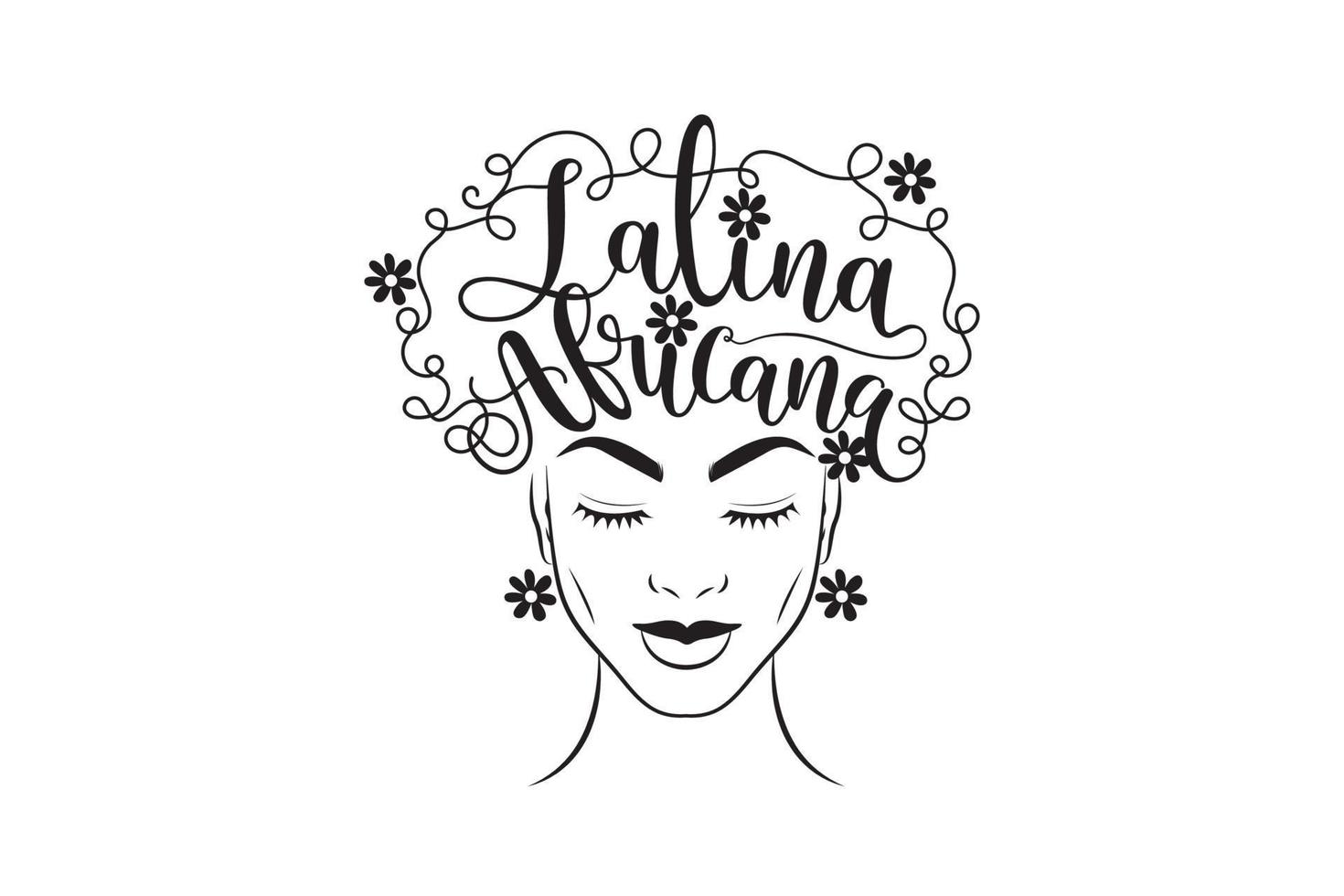 mujer latina africana, estampado para camiseta, camiseta gráfica, idea para tarjetas de visita vector