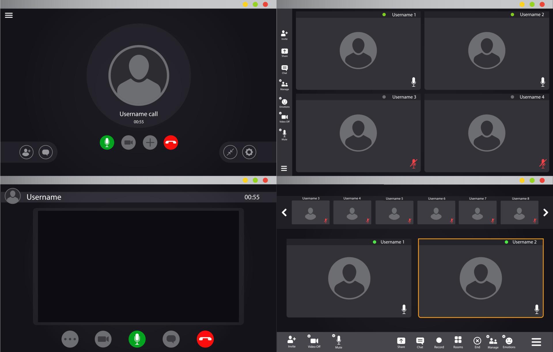 Videocall interface, video call or chat UI screen 10876314 Vector Art at Vecteezy