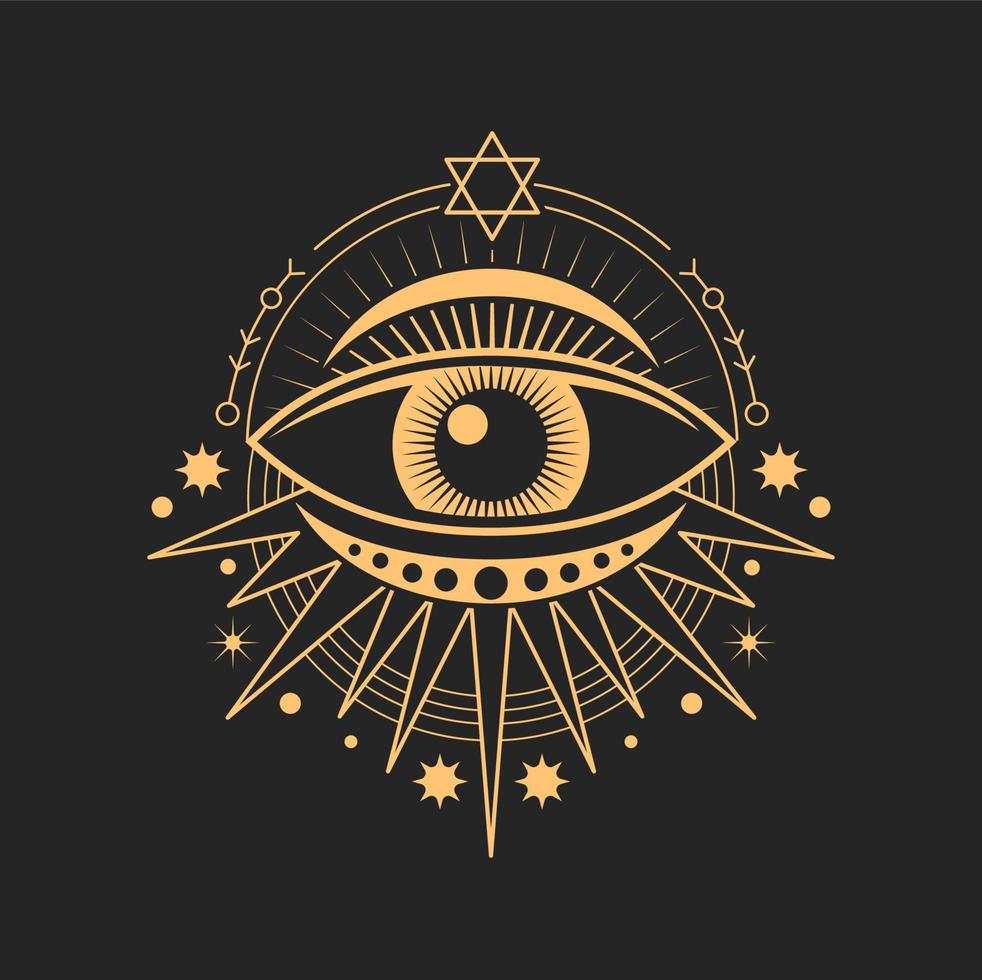 Eye occult and esoteric symbol, magic tarot sign vector
