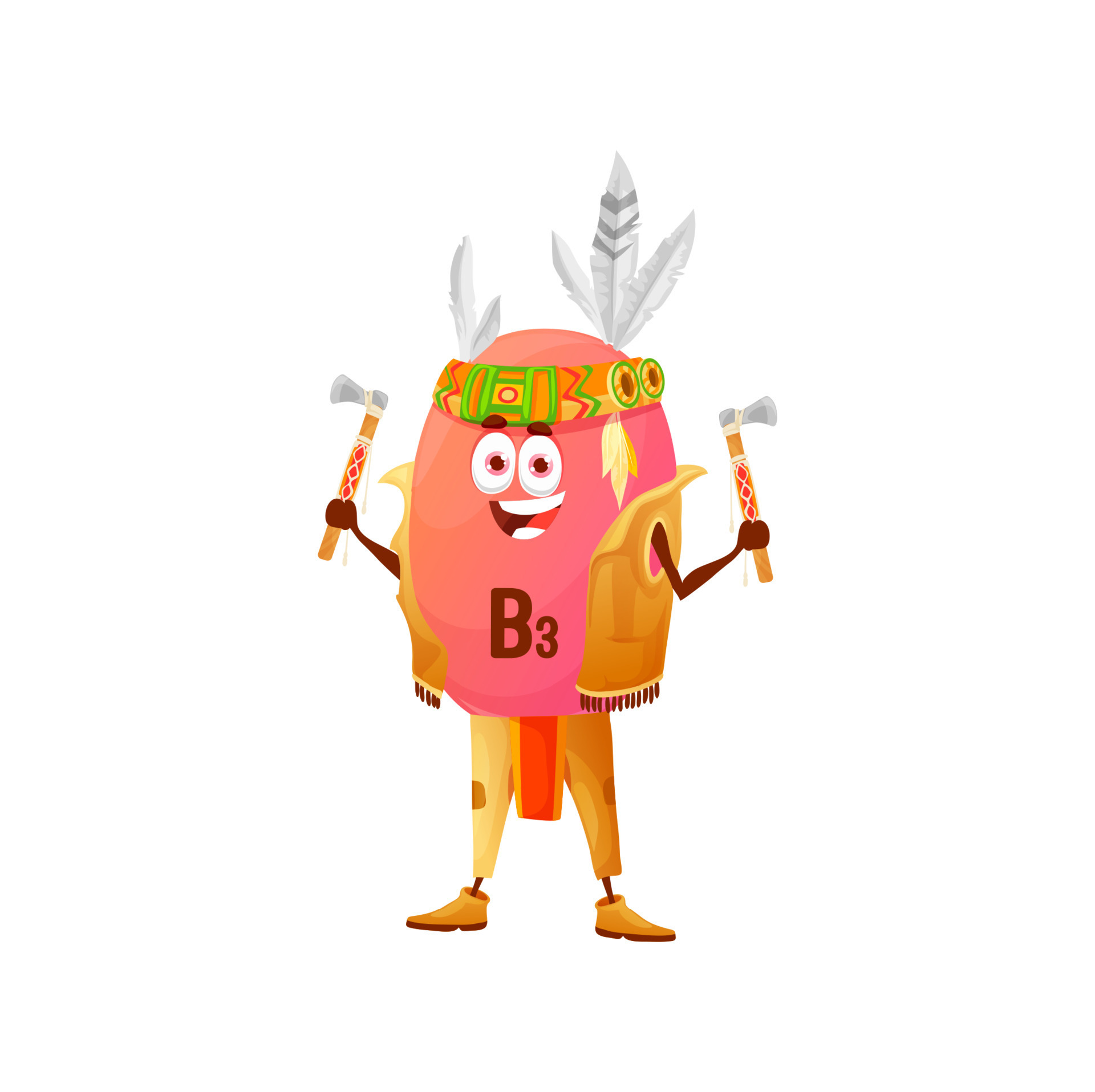 dibujos animados vitamina b3 jefe indio, vector niacina 10876356 Vector