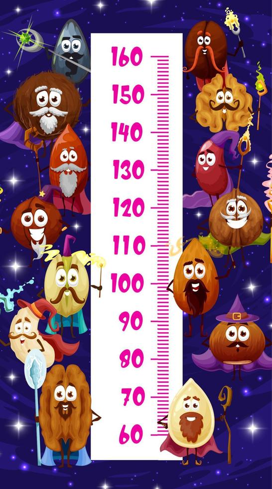 Kids height chart magician, wizard, sorcerer nuts vector