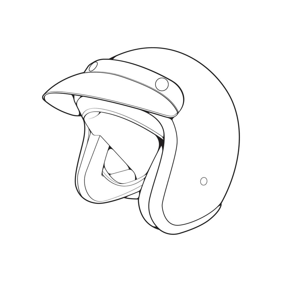 Template helmet half face, line Art helmet Vector Illustration, Line art vector, helmet Vector