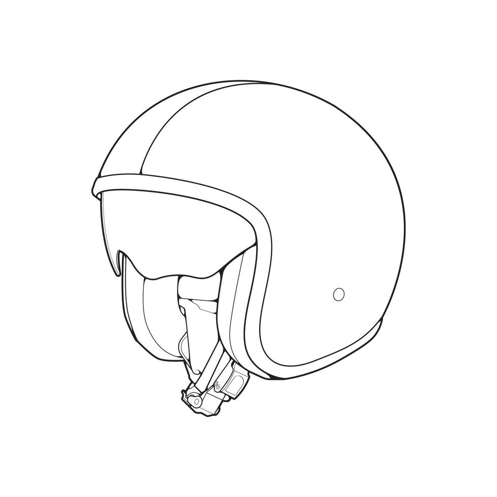 Template helmet half face, line Art helmet Vector Illustration, Line art vector, helmet Vector