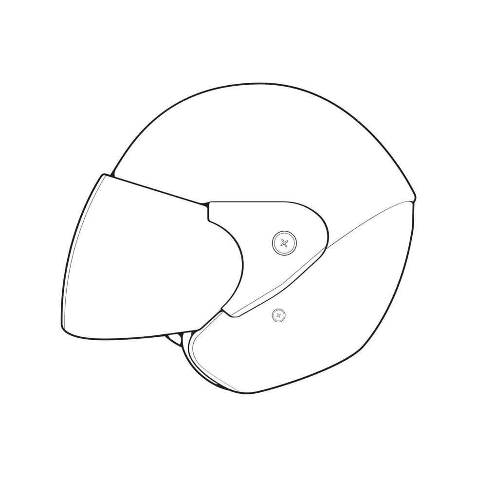 Template helmet half face, line Art helmet Vector Illustration, Line art vector, helmet Vector