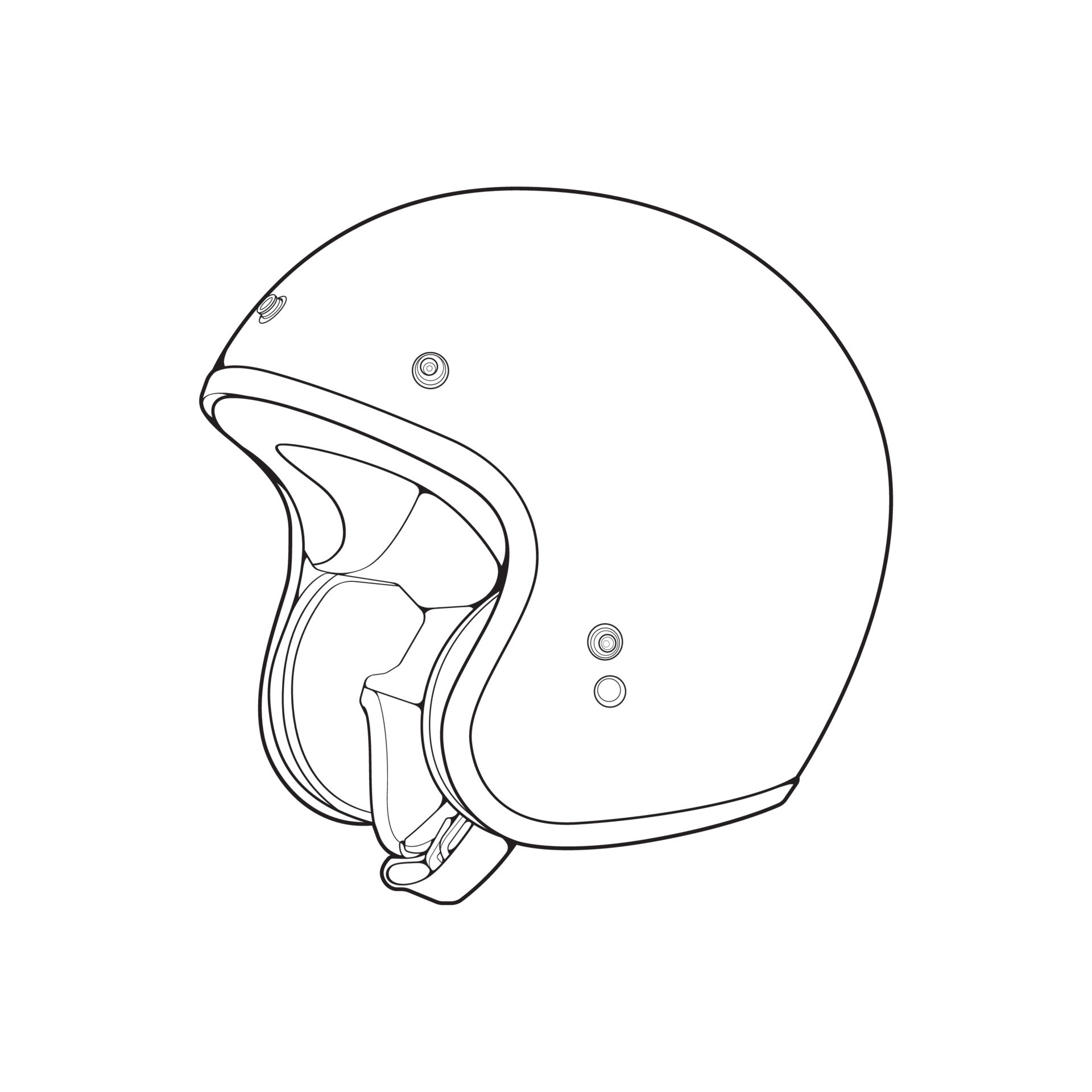 Template helmet half face, line Art helmet Vector Illustration, Line