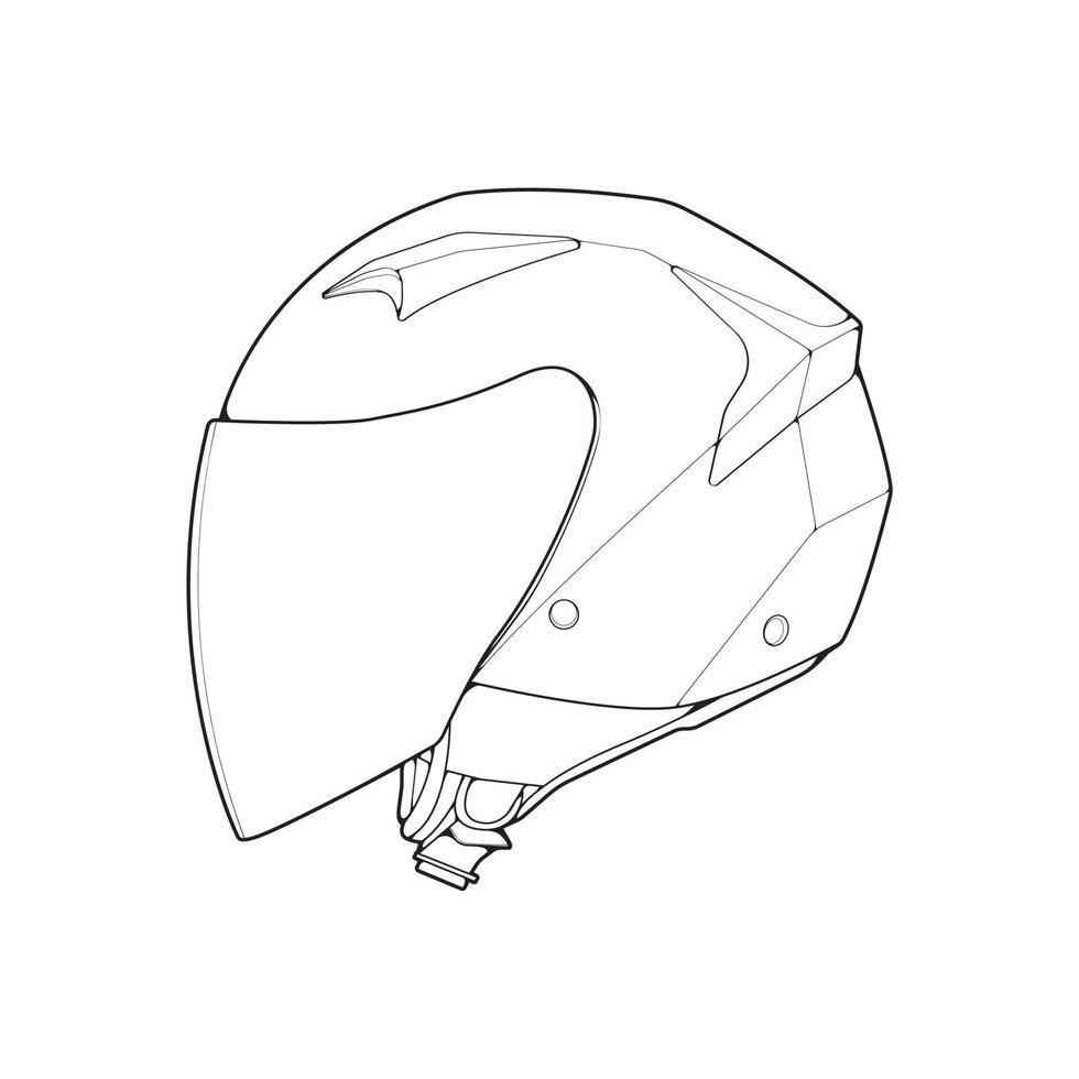 Template helmet half face, line Art helmet Vector Illustration, Line art vector, helmet Vector