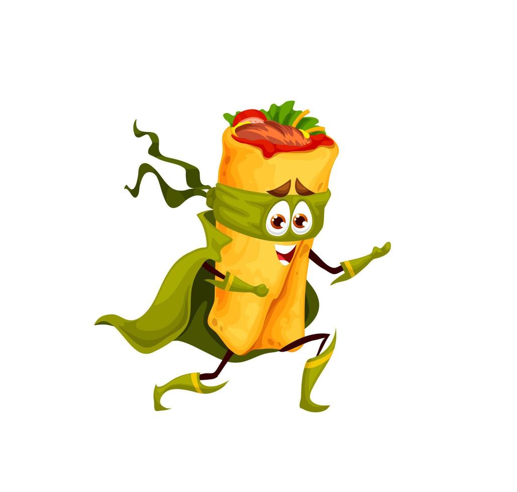 Cartoon funny shawarma superhero character vector