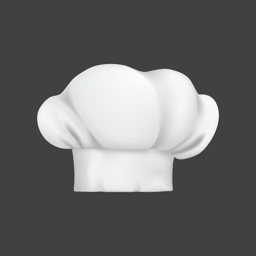 sombrero de chef de restaurante, gorro de cocinero y toque de panadero 3d vector