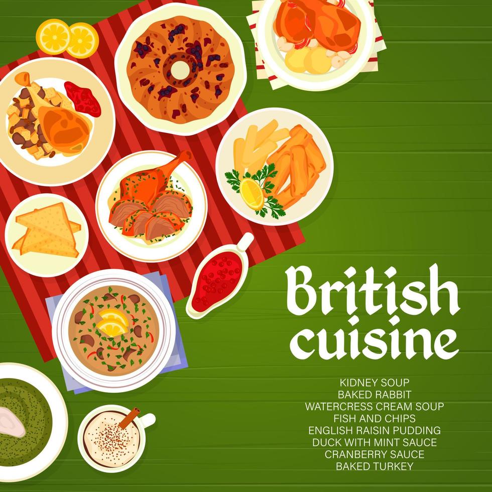 plantilla de portada de menú de restaurante de cocina británica vector