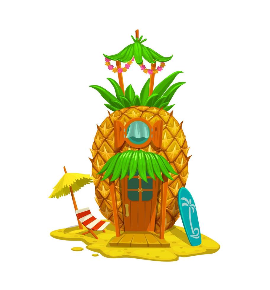 Cartoon fairytale pineapple house building vector