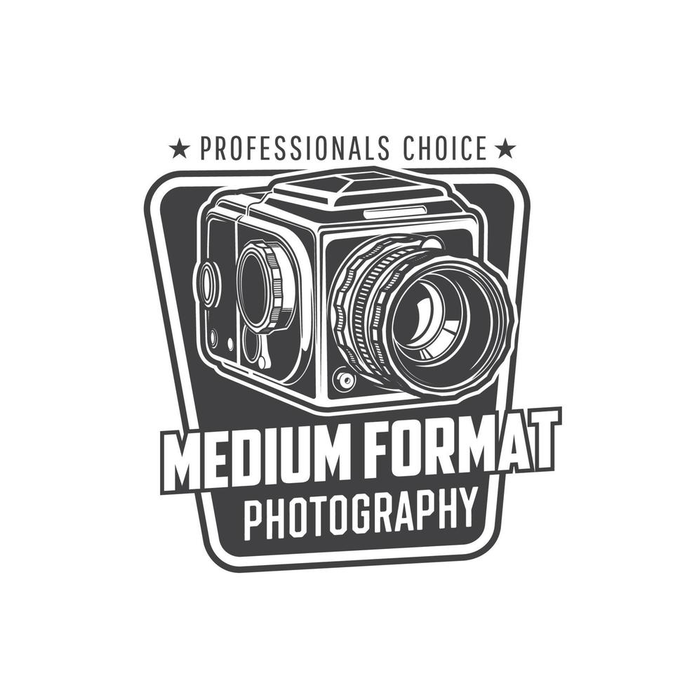 Vintage medium format camera, photography studio vector