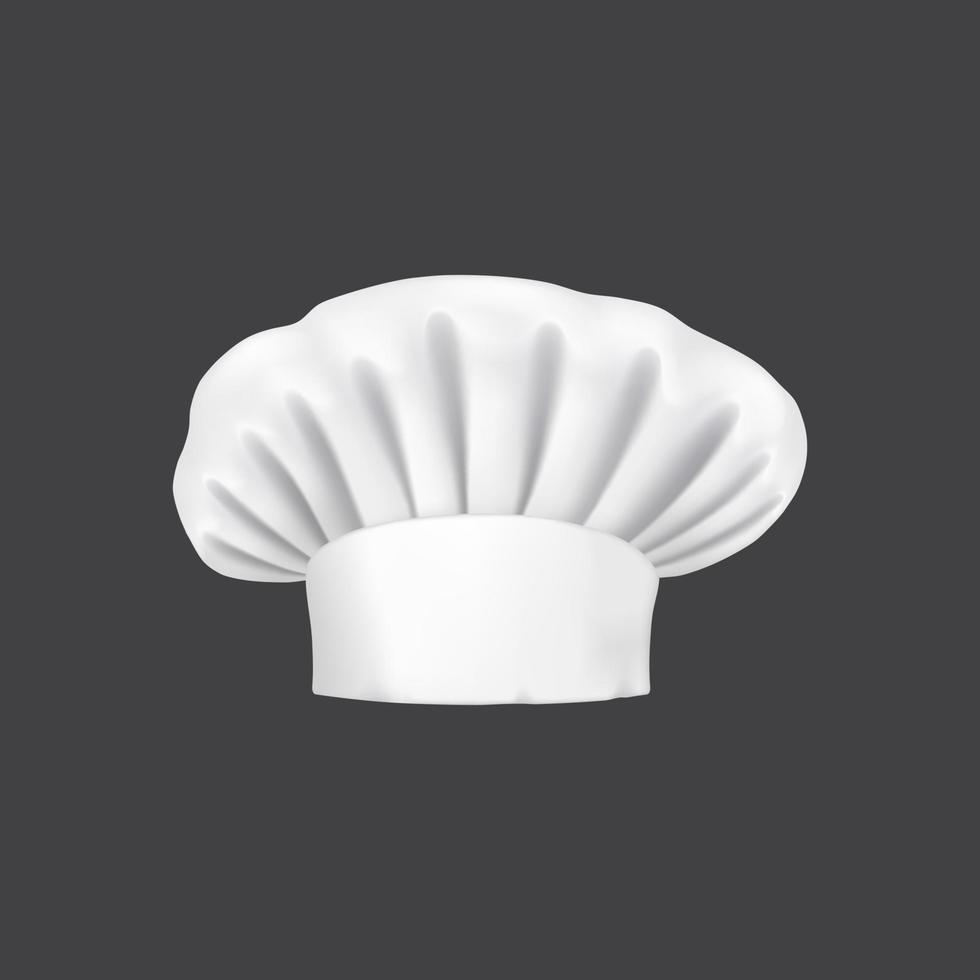 sombrero de chef realista, gorro de cocinero y toque de panadero vector