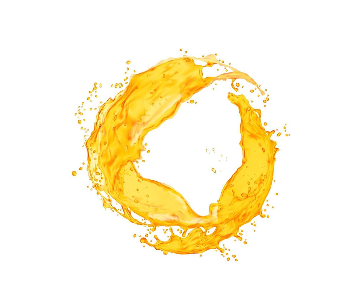 Orange juice splash. Vector fresh drink swirl