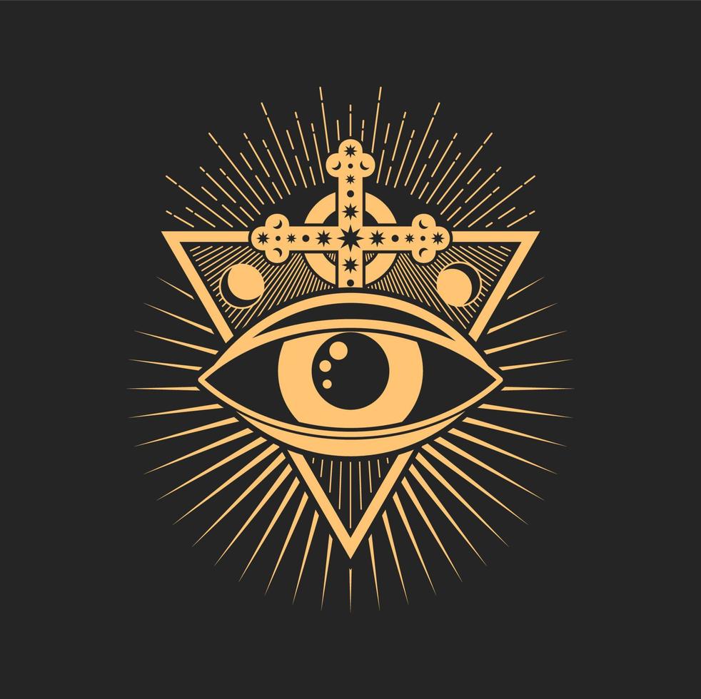 Alchemy all seeing witchcraft eye, esoteric sign vector