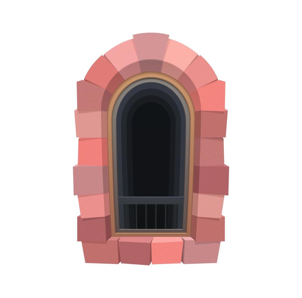 Medieval castle prison or jail cartoon window vector