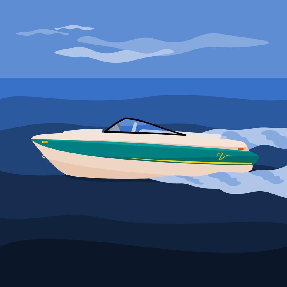 Editable Side View American Bowrider Boat on Water Vector Illustration for Artwork Element of Transportation or Recreation Related Design