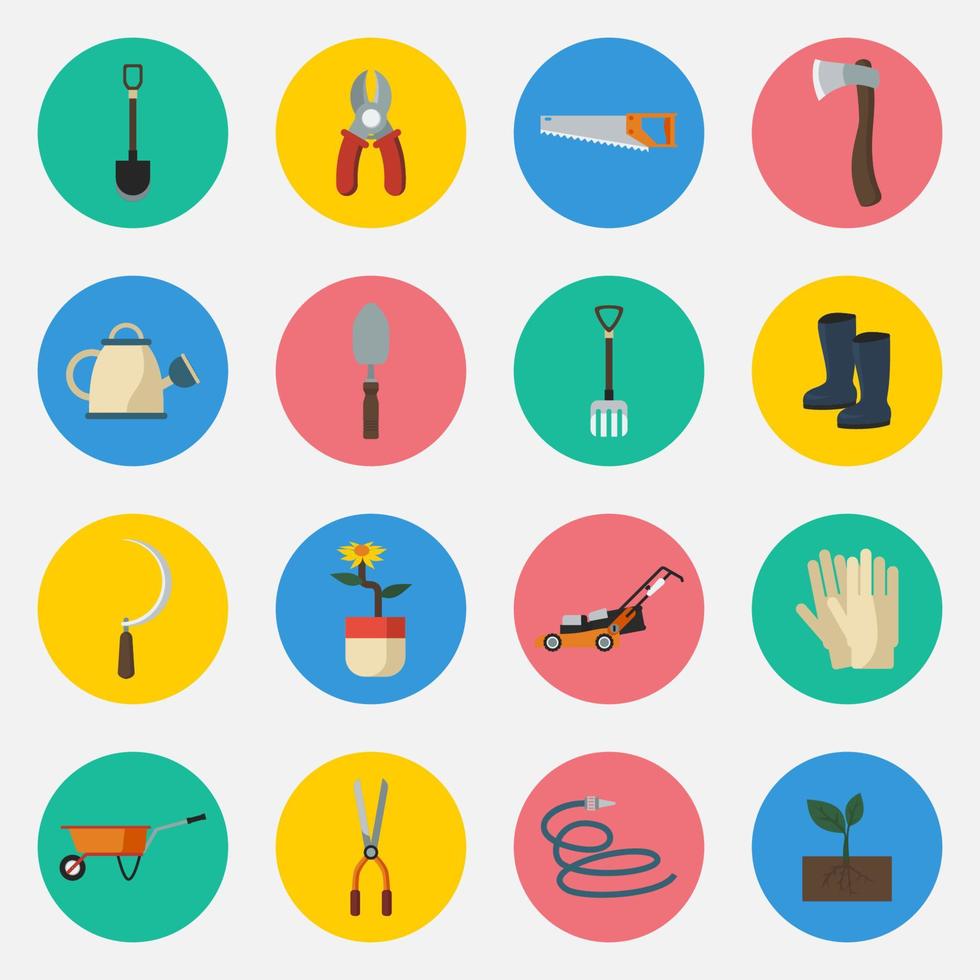 Editable Gardening Equipment Vector Illustration Icons Collection Set in Flat Style for Gardening or Farming Related Purposes