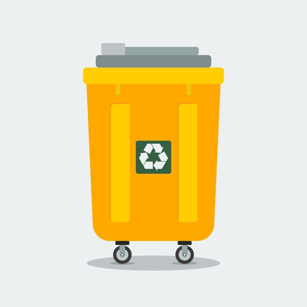 Editable Isolated Trash Bin Vector Illustration with Recycling Symbol for Cleanliness Lifestyle and Environmental Related Design