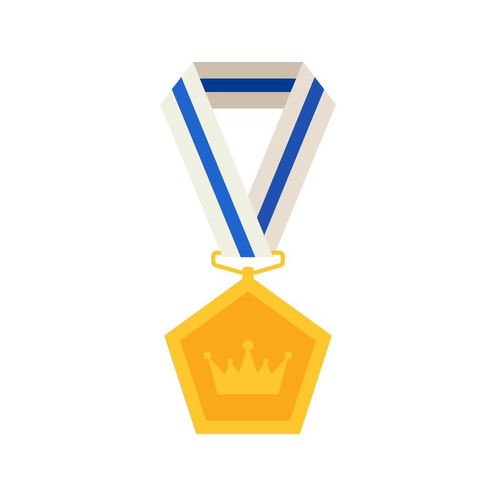 Gold medal with ribbon. Vector illustration