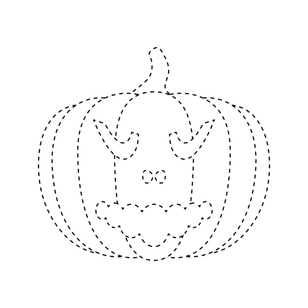 Halloween Pumpkin tracing worksheet for kids vector