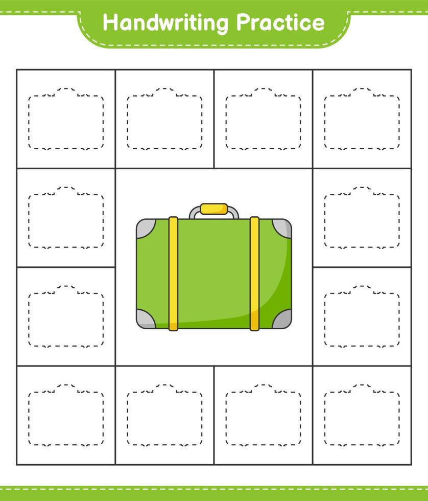 Handwriting practice. Tracing lines of Luggage. Educational children game, printable worksheet, vector illustration