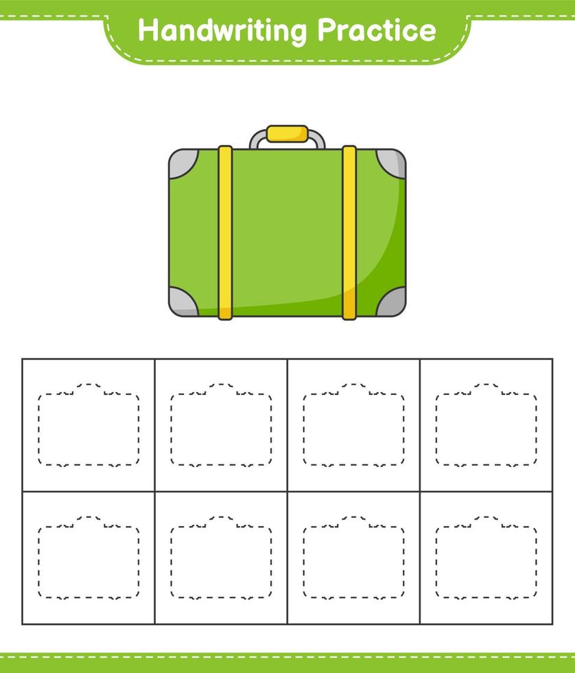 Handwriting practice. Tracing lines of Luggage. Educational children game, printable worksheet, vector illustration