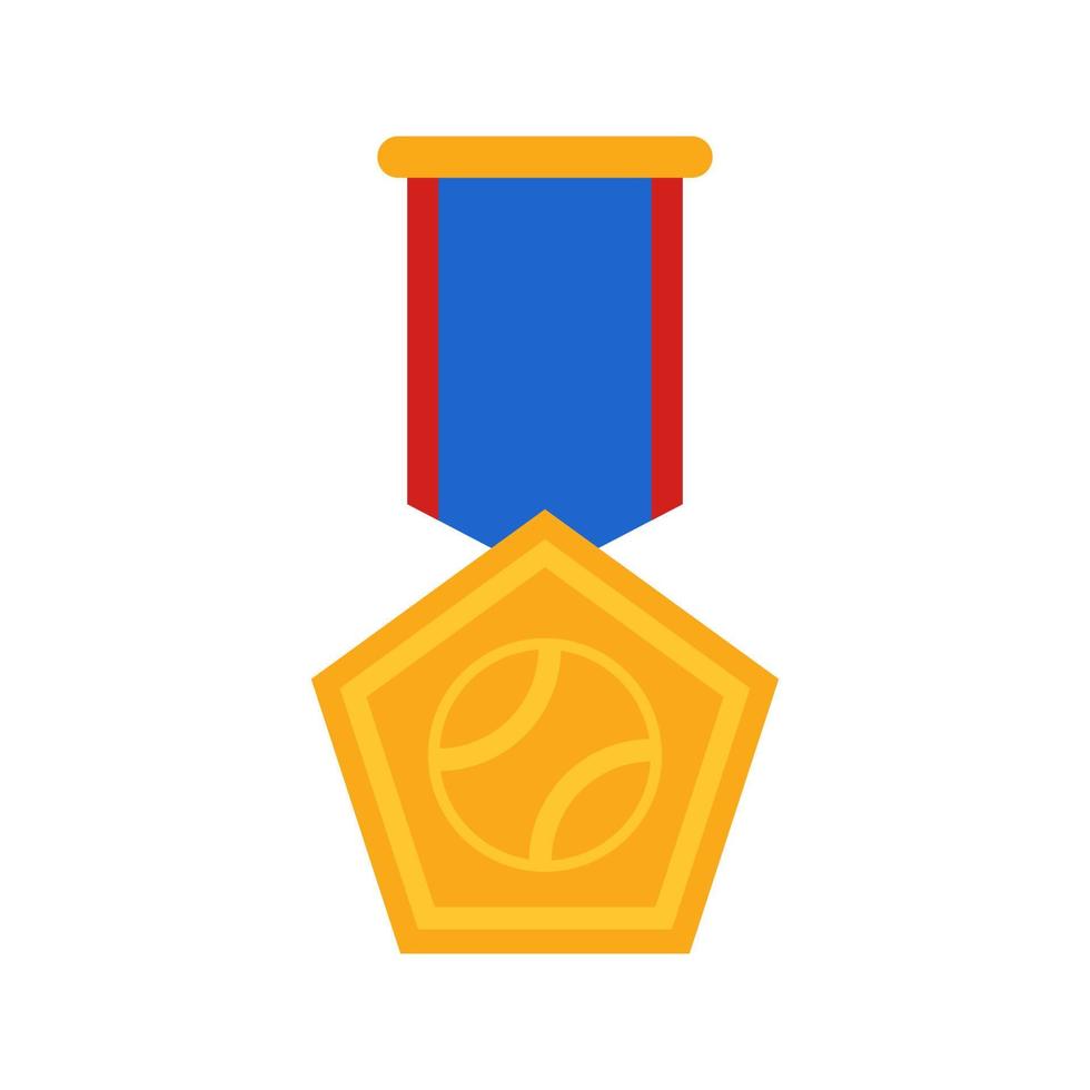 Gold medal with ribbon. Vector illustration