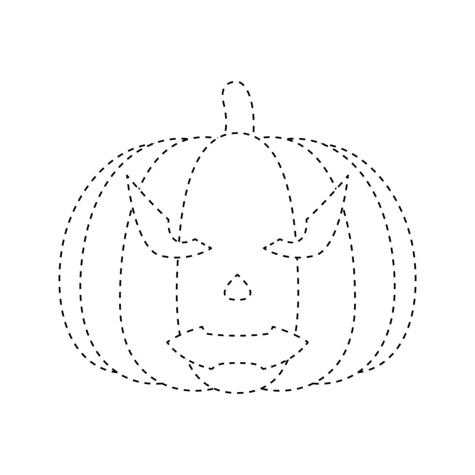 Halloween Pumpkin tracing worksheet for kids vector