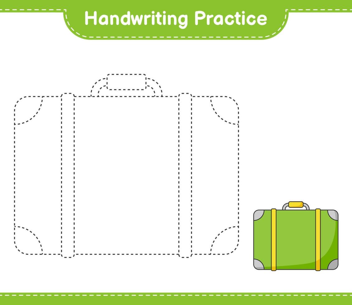 Handwriting practice. Tracing lines of Luggage. Educational children game, printable worksheet, vector illustration