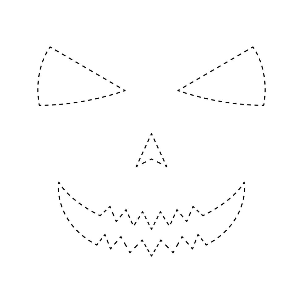 Face Pumpkin tracing worksheet for kids vector