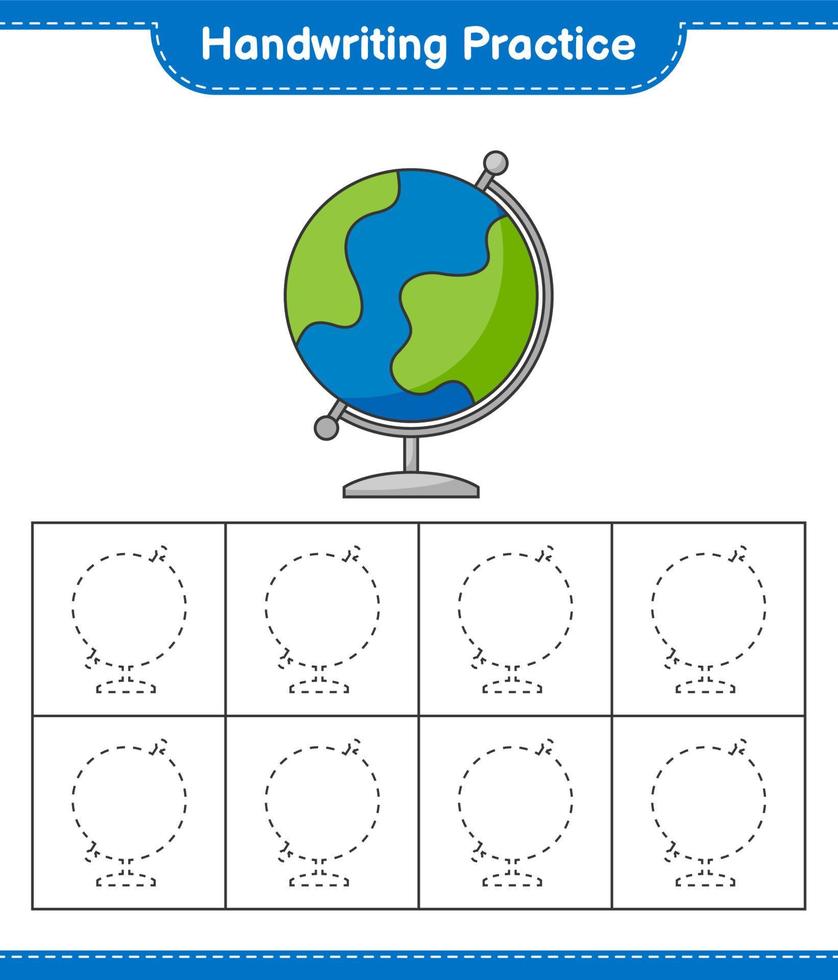 práctica de escritura a mano. trazando líneas de globo. juego educativo para niños, hoja de cálculo imprimible, ilustración vectorial vector