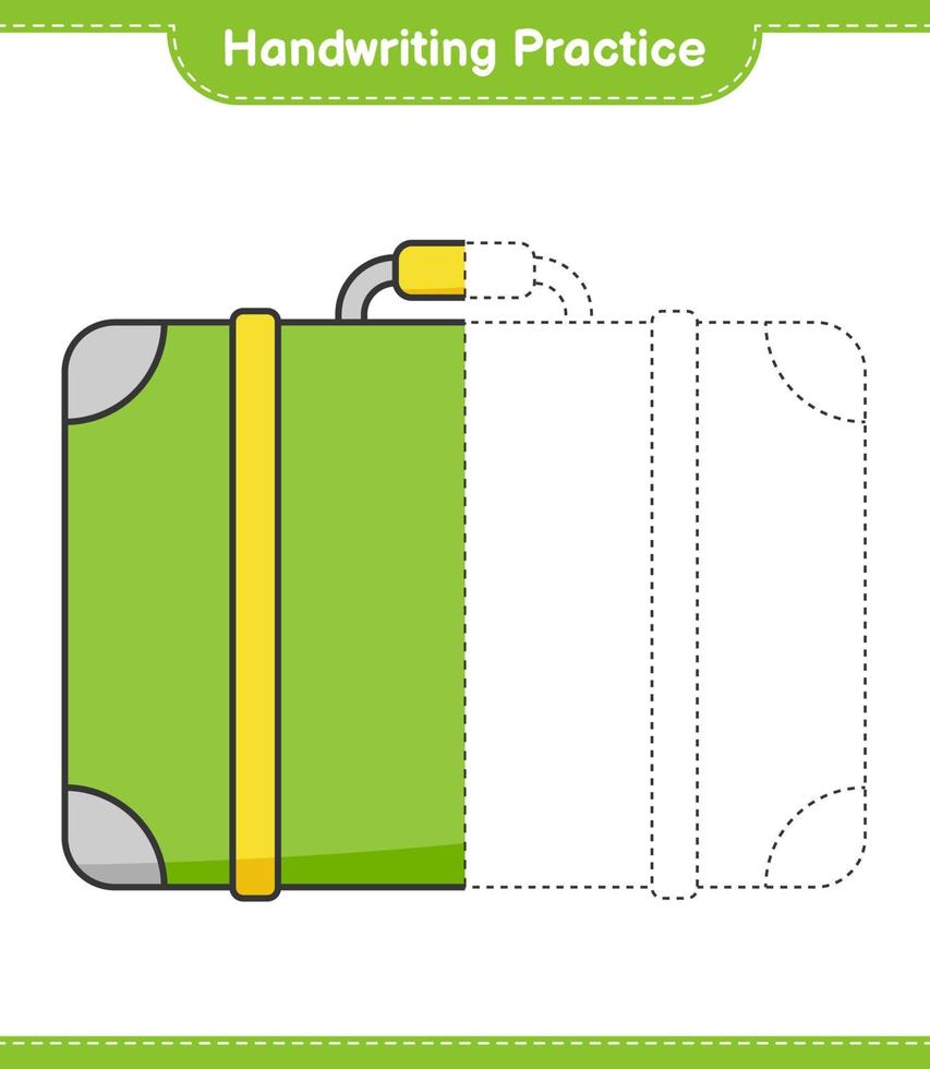 Handwriting practice. Tracing lines of Luggage. Educational children game, printable worksheet, vector illustration