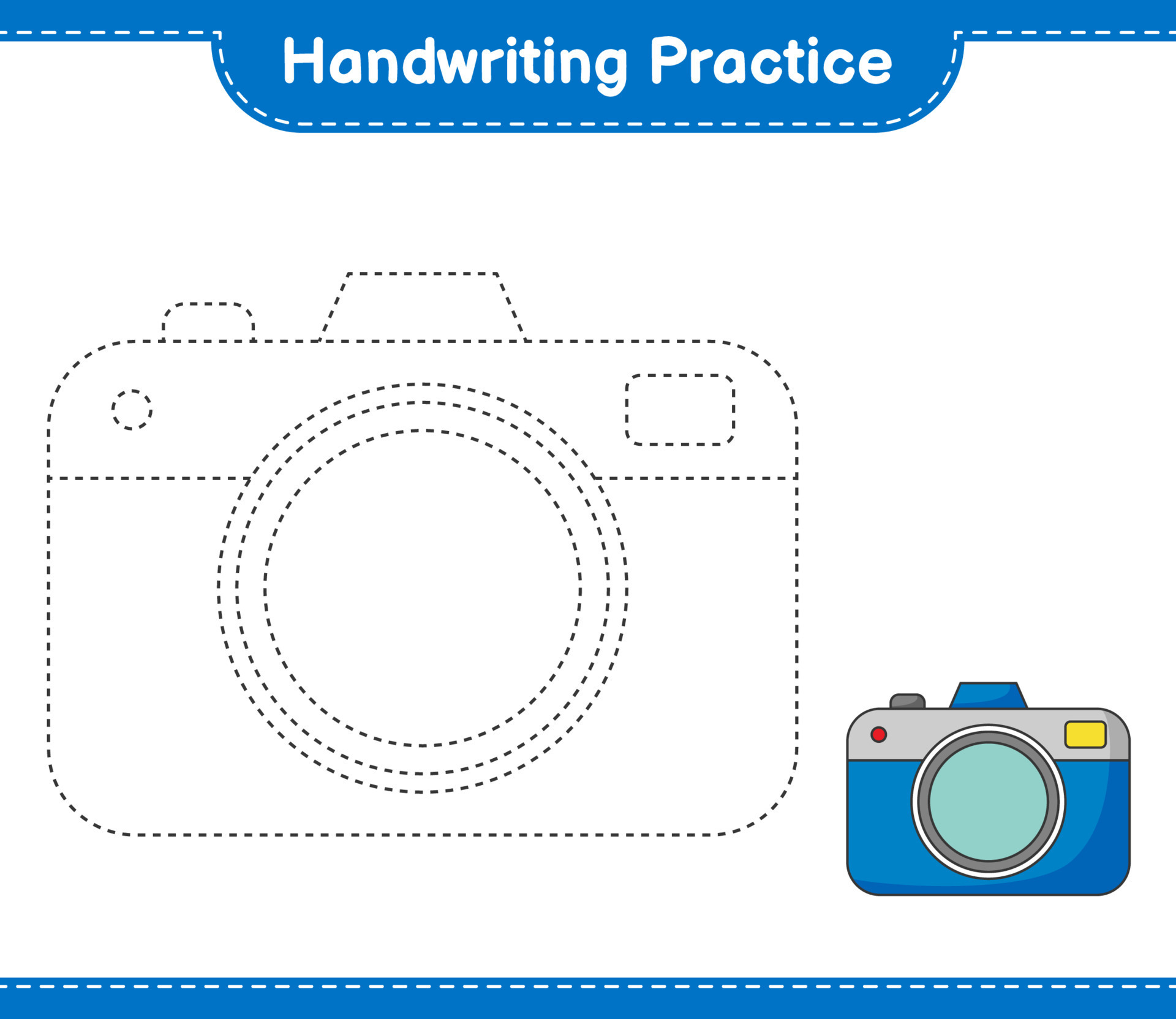 Handwriting practice. Tracing lines of Camera. Educational children