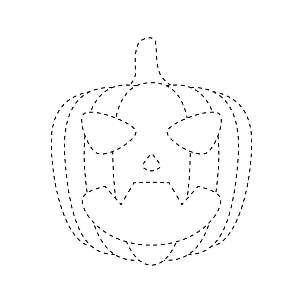 Halloween Pumpkin tracing worksheet for kids vector
