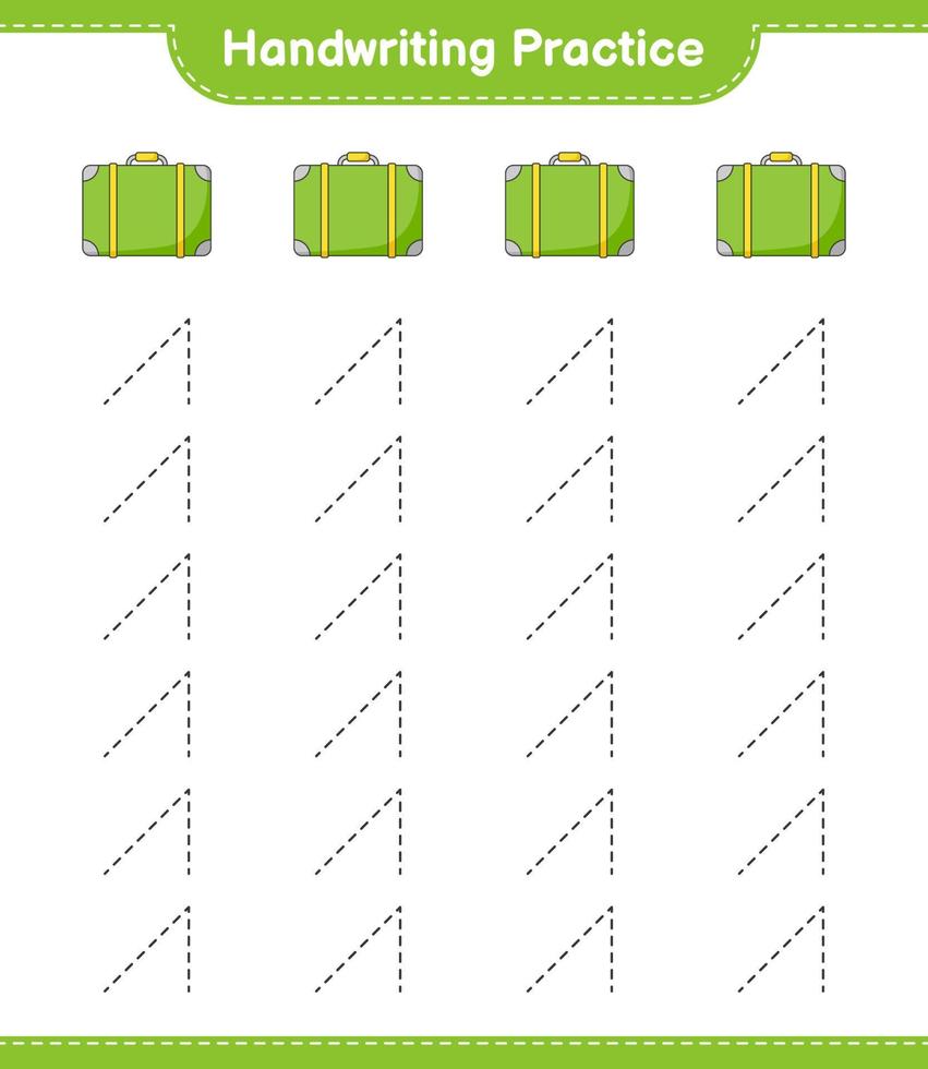 Handwriting practice. Tracing lines of Luggage. Educational children game, printable worksheet, vector illustration