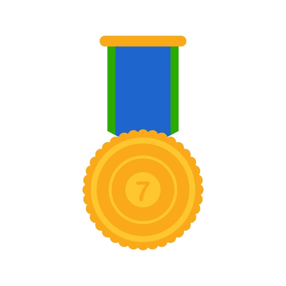 Gold medal with ribbon. Vector illustration