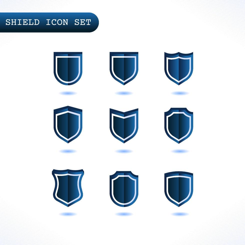 conjunto de iconos de escudo azul vector