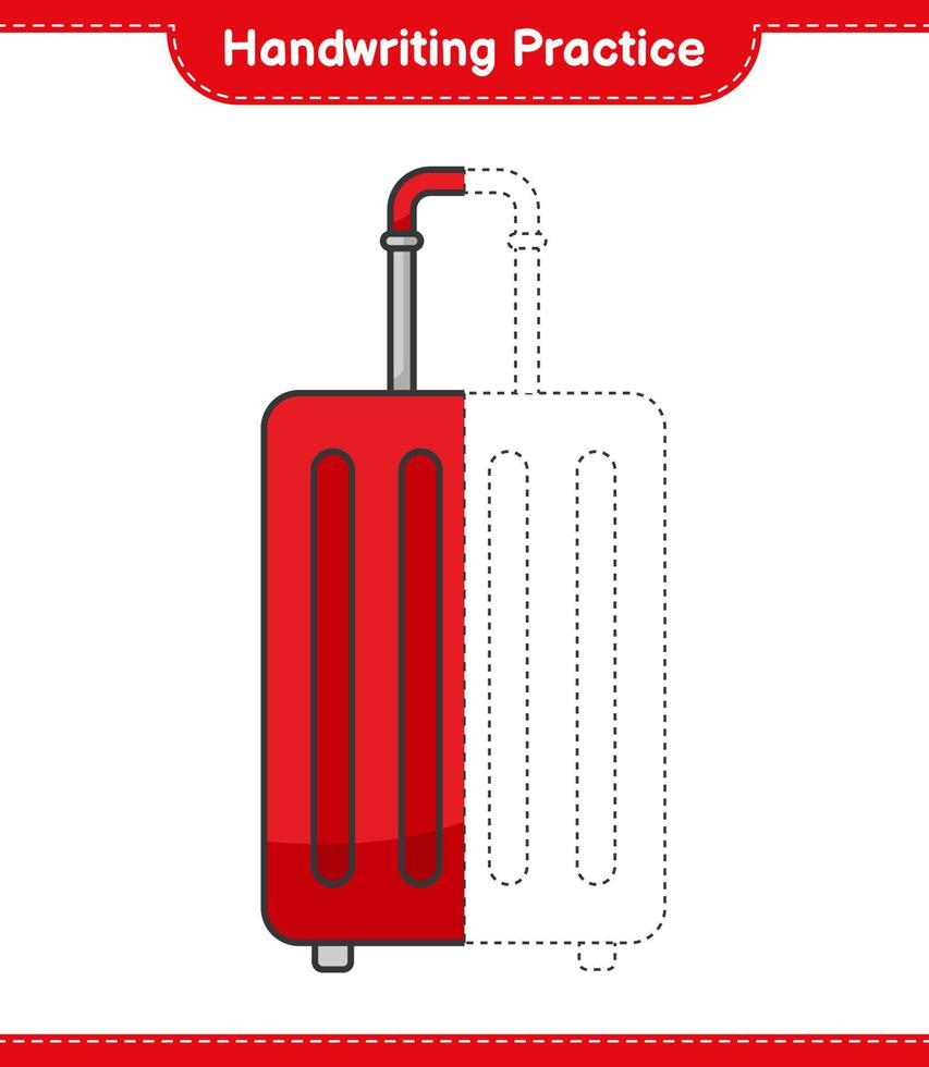 Handwriting practice. Tracing lines of Travel Bag. Educational children game, printable worksheet, vector illustration