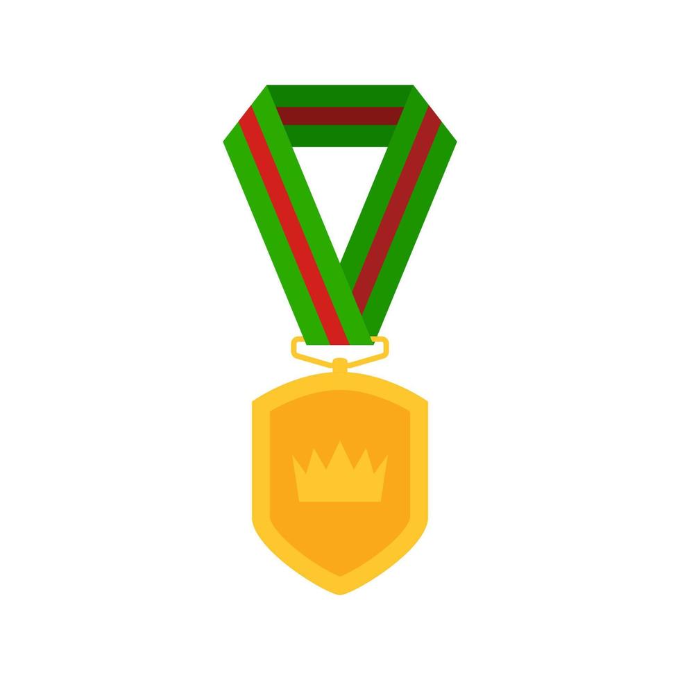 Gold medal with ribbon. Vector illustration