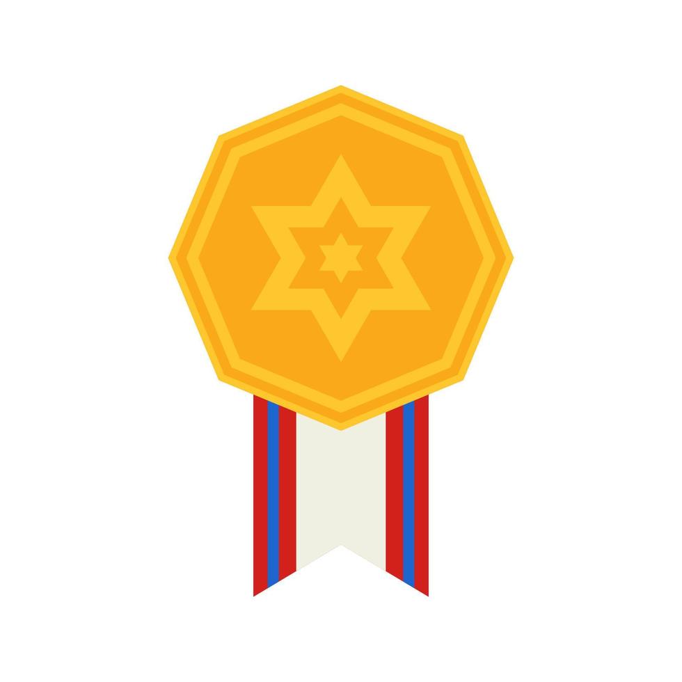 Gold medal with ribbon. Vector illustration