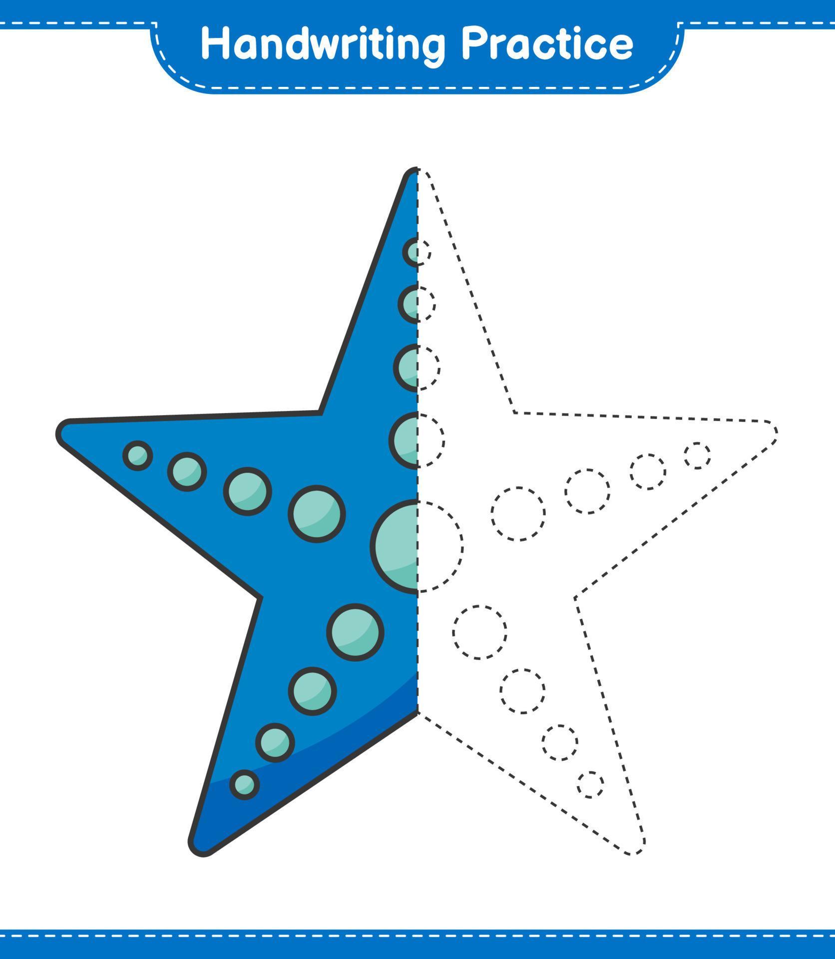Handwriting practice. Tracing lines of Starfish. Educational children
