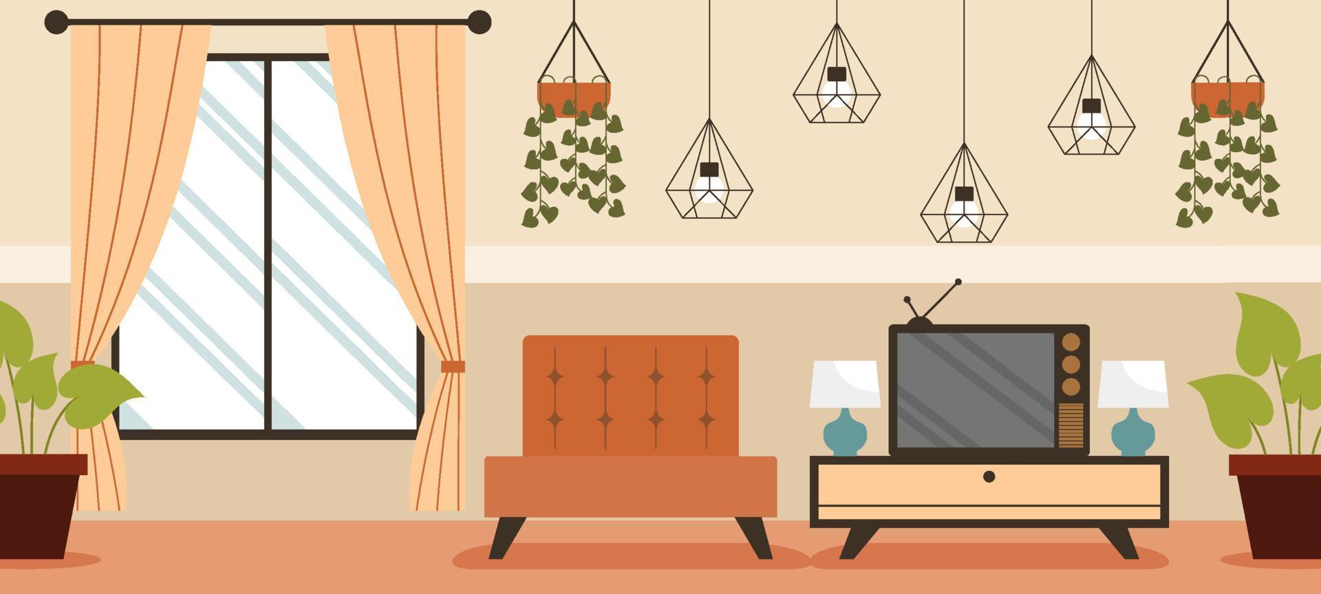 Retro Interior Background vector