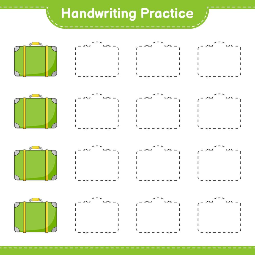 Handwriting practice. Tracing lines of Luggage. Educational children game, printable worksheet, vector illustration
