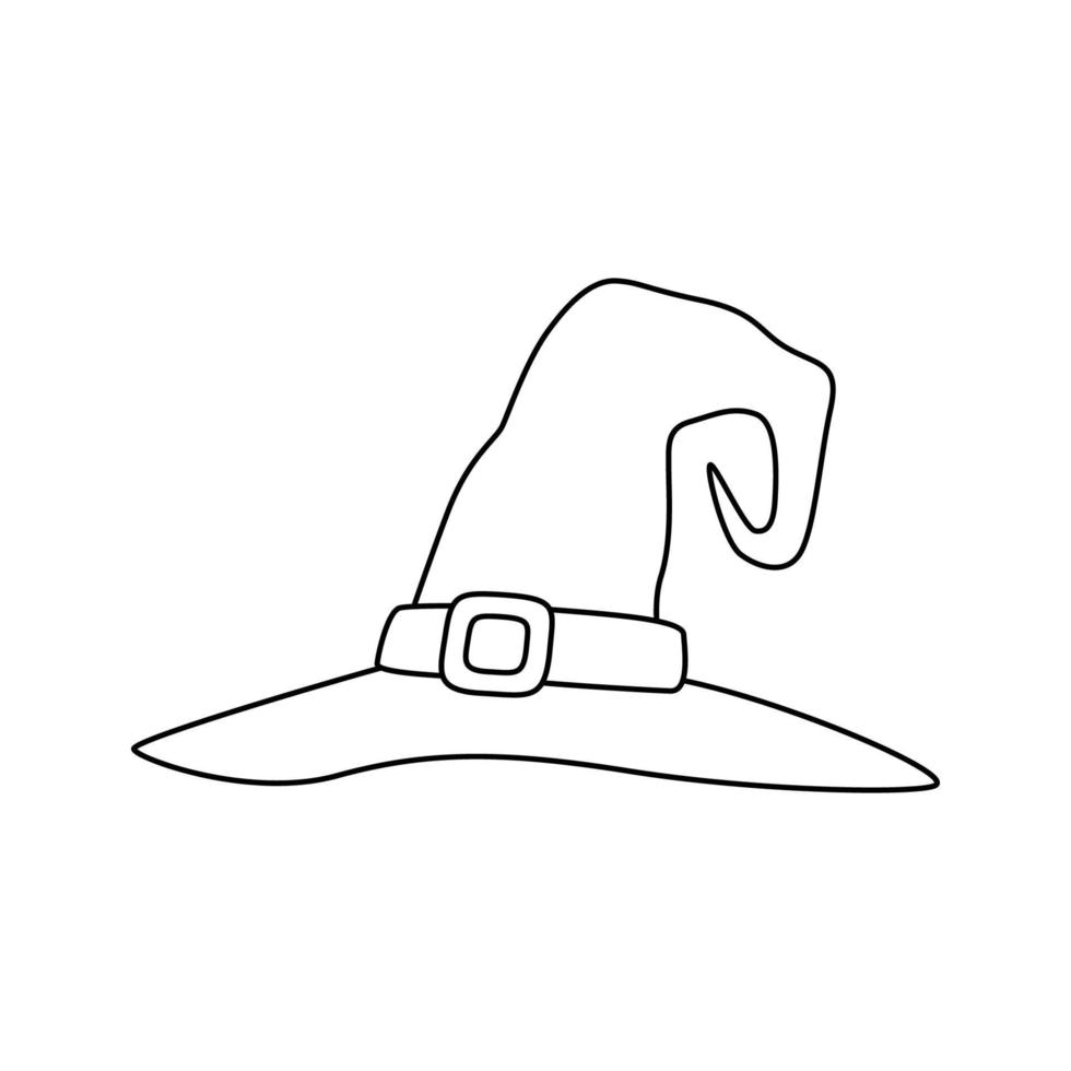 página para colorear con sombrero de mago para niños vector