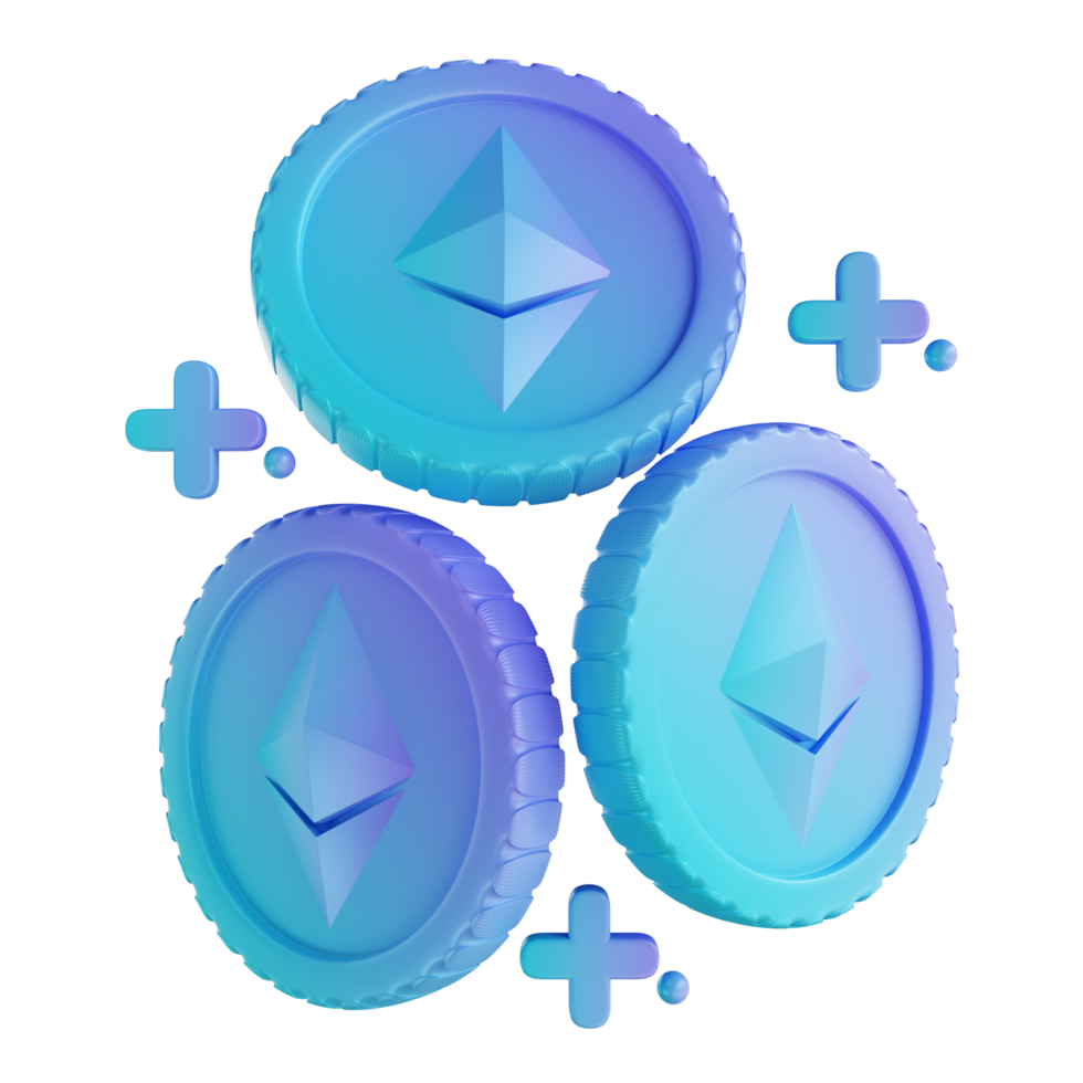 3D illustration Ethereum coin png