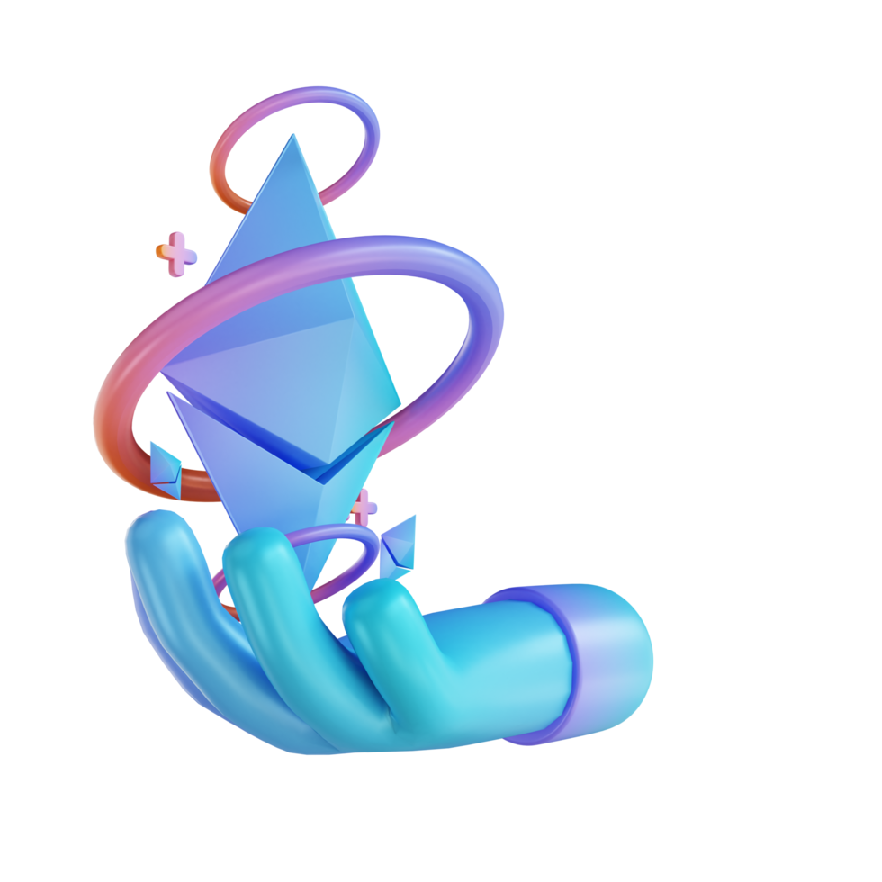 3D illustration hand Ethereum and ring png