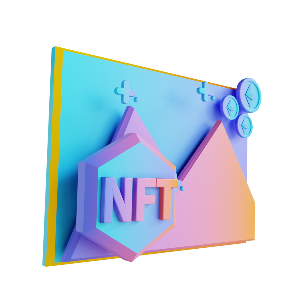 3d illustratie nft foto en ethereum munt png