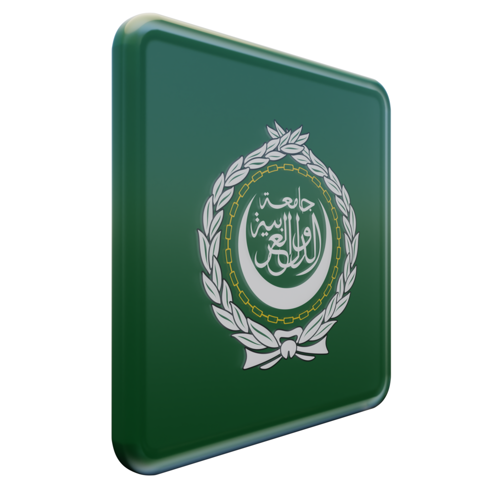 Arab League Left View 3d textured glossy square flag png